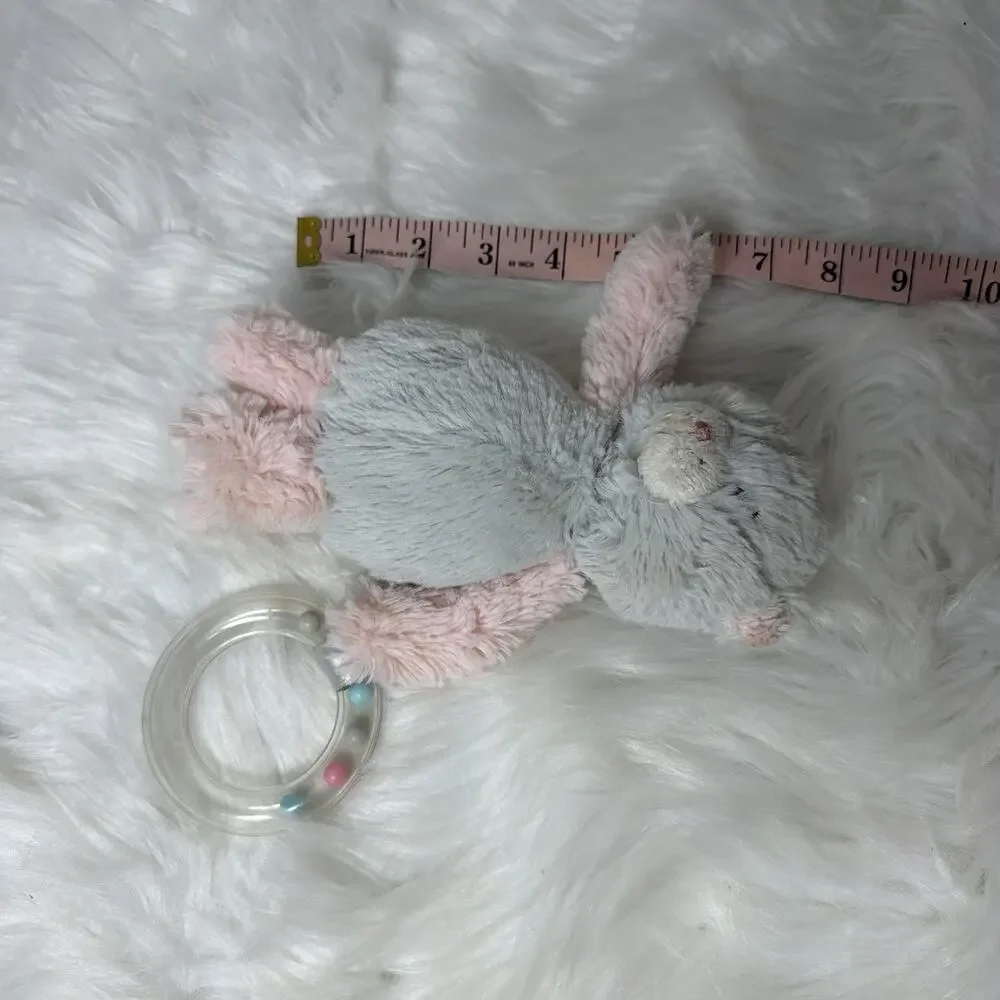 Baby Ganz Harmony Kitty Cat Ring Rattle 8” Gray Pink Plush Stuffed Animal Lovey
